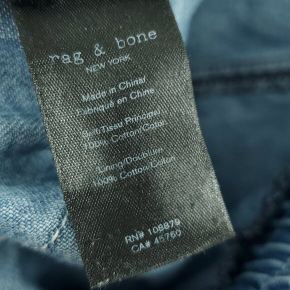 rag & bone Cotton Denim Jogger L Blue Drawstring Straight Leg High Rise Pull-On - Picture 13 of 16